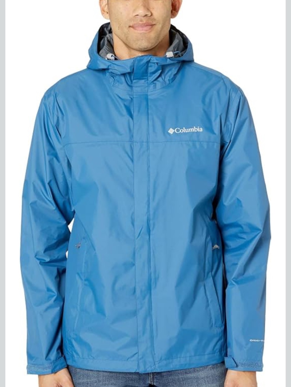 Columbia Men's Sky Blue Hooded Rain Shell